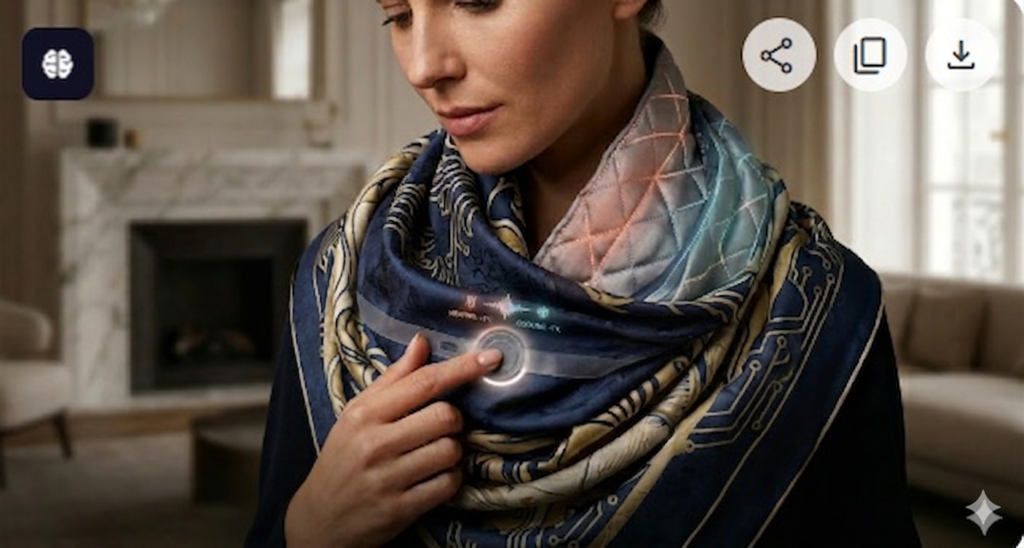 Haptic thermal-control silk scarf for women 2026