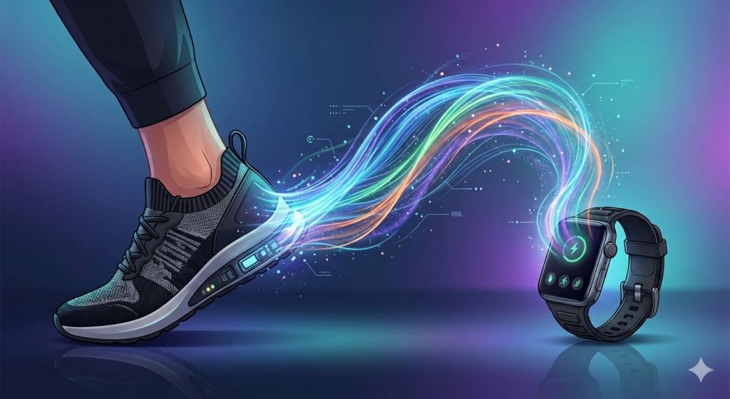 Kinetic-charging smart sneakers for men electronic devices 2026