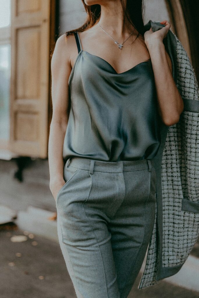 Women's liquid-metal satin camisole for evening wear 2026